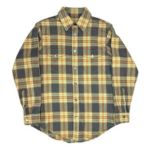 ORO Los Angeles The Oliver Plaid Japanese Cotton Shirt in Gold Brown Size Small